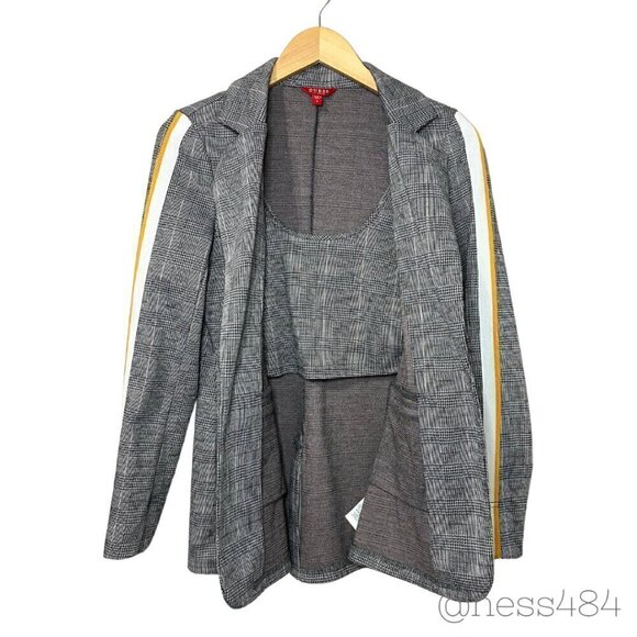 GUESS Women's Plaid Blazer Crop Top‎ Set Sporty Stripe Size S - Picture 2 of 11